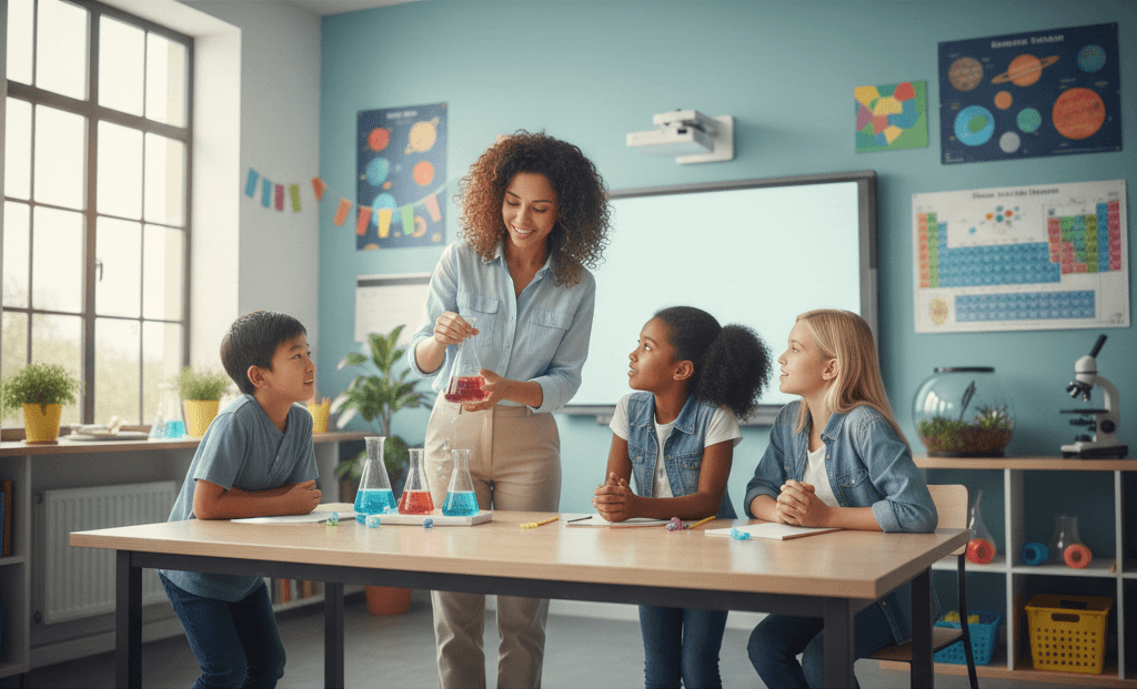 Students engaged in a hands-on science experiment in the classroom
